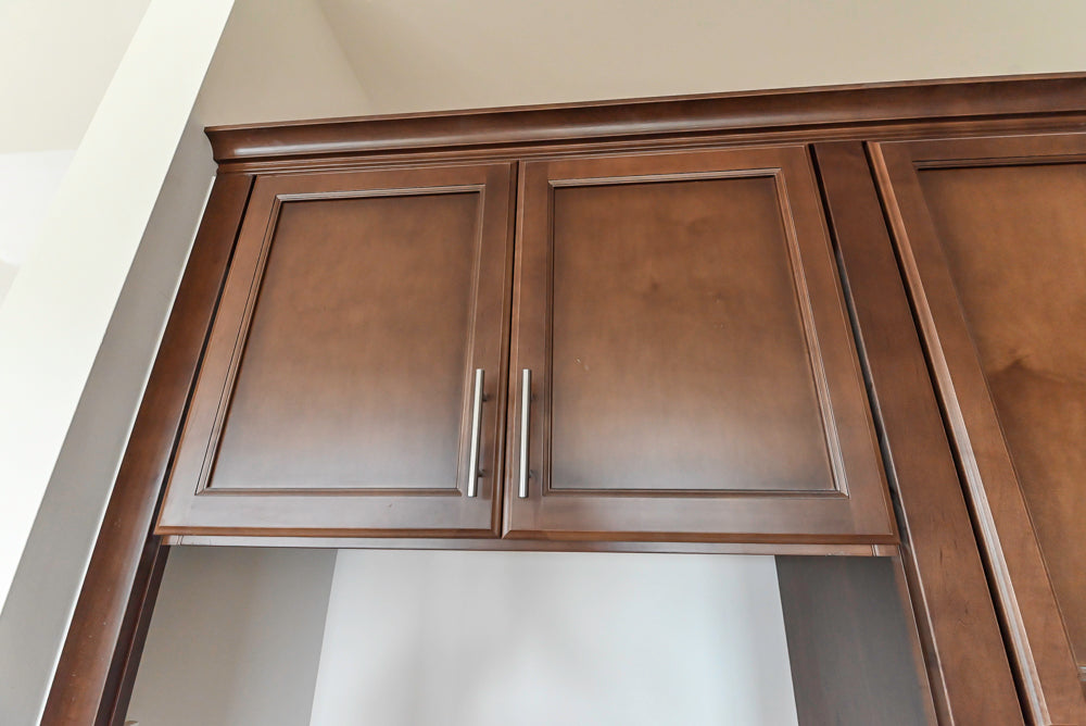 Century Transitional Dark Brown Wooden Kitchen with Island, Granite Countertops and Appliances
