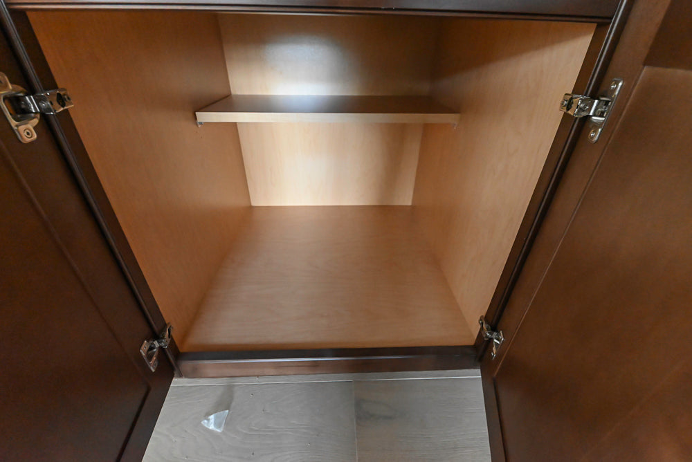 Century Transitional Dark Brown Wooden Kitchen with Island, Granite Countertops and Appliances