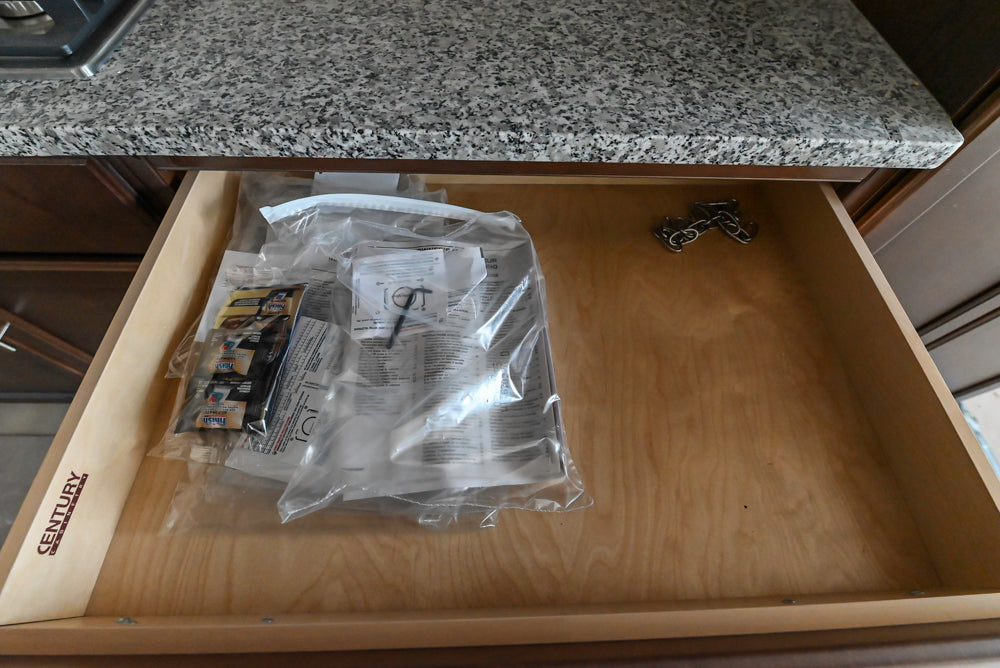 Century Transitional Dark Brown Wooden Kitchen with Island, Granite Countertops and Appliances