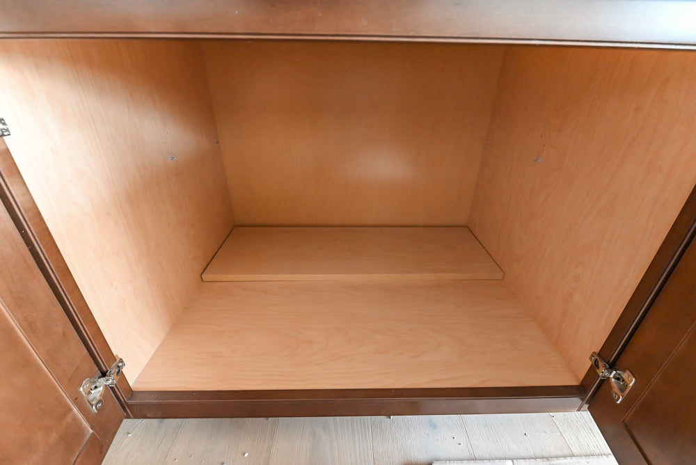 Century Transitional Dark Brown Wooden Kitchen with Island, Granite Countertops and Appliances