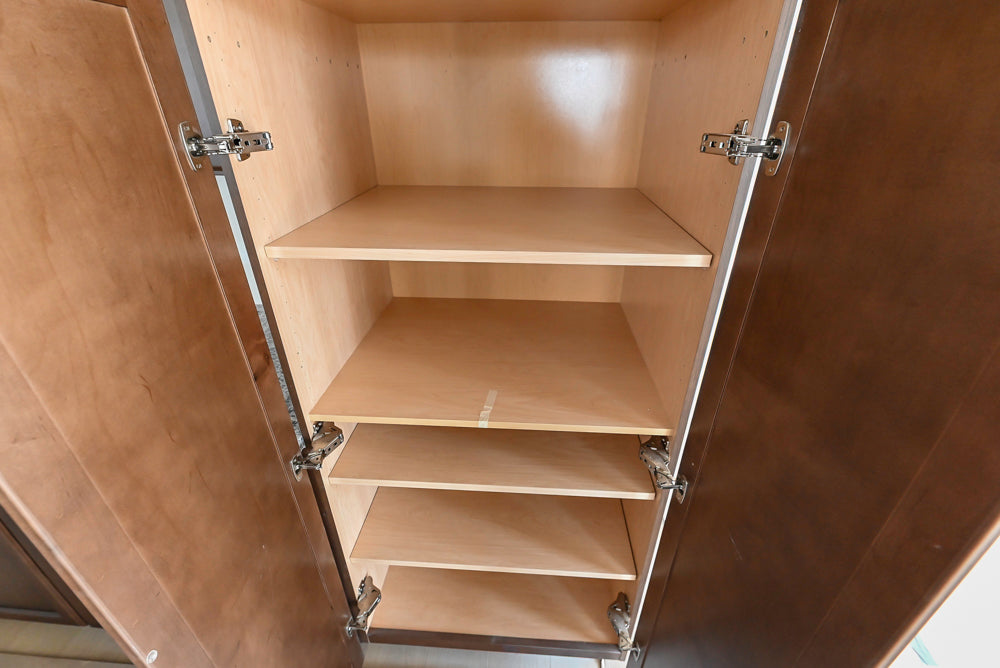 Century Transitional Dark Brown Wooden Kitchen with Island, Granite Countertops and Appliances
