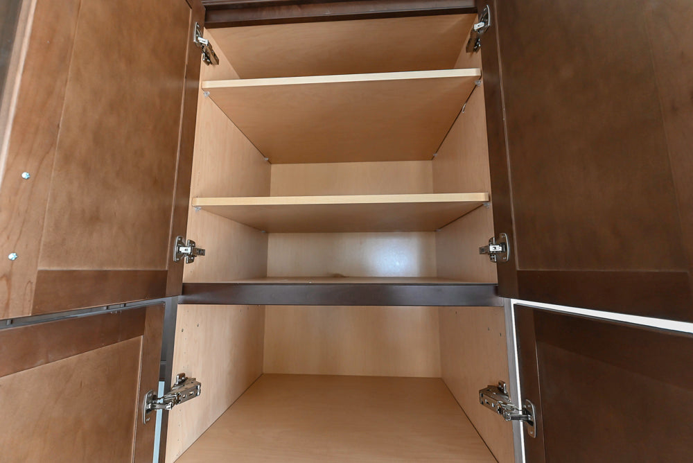 Century Transitional Dark Brown Wooden Kitchen with Island, Granite Countertops and Appliances