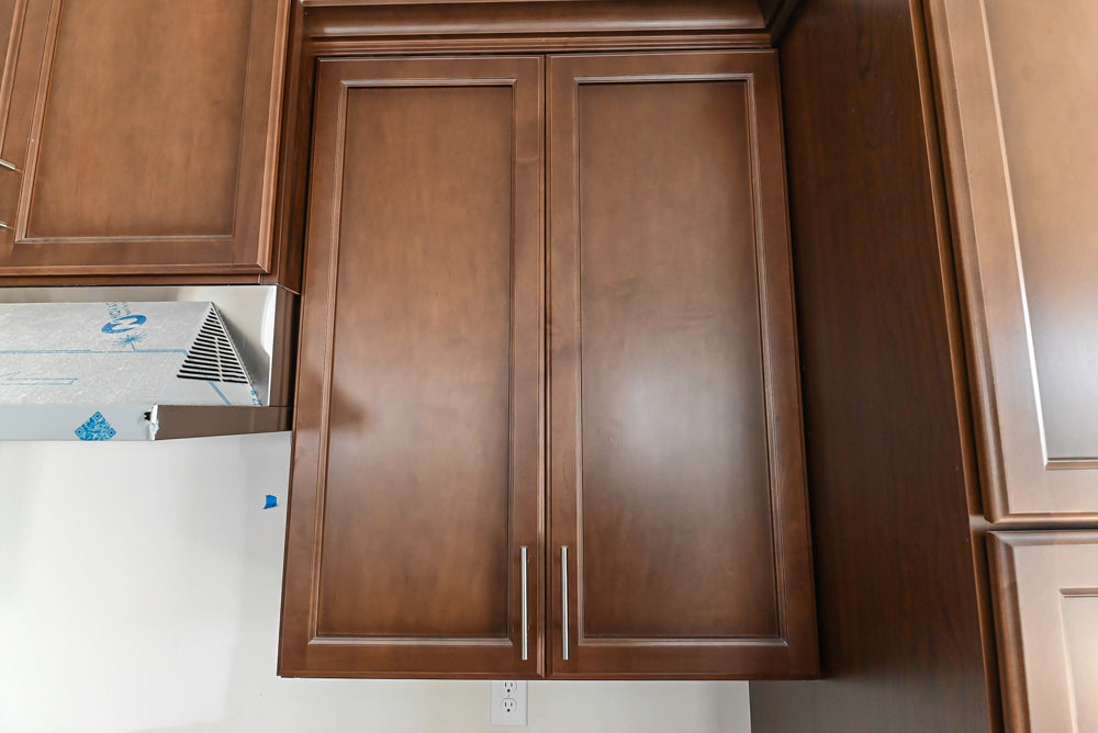 Century Transitional Dark Brown Wooden Kitchen with Island, Granite Countertops and Appliances