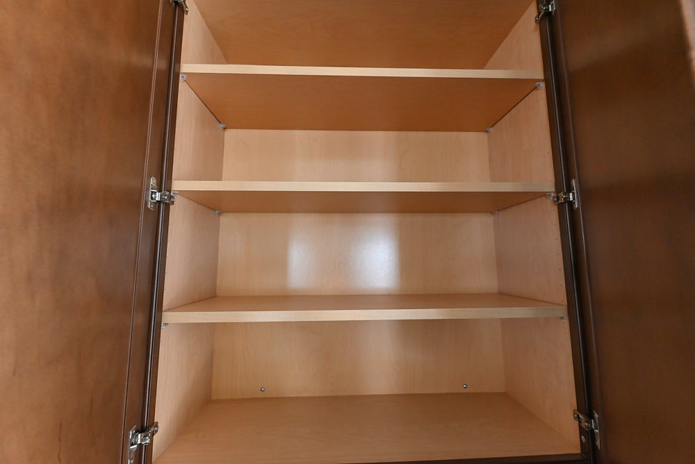 Century Transitional Dark Brown Wooden Kitchen with Island, Granite Countertops and Appliances