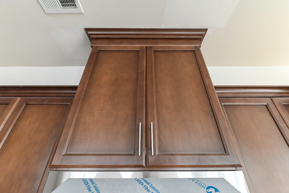 Century Transitional Dark Brown Wooden Kitchen with Island, Granite Countertops and Appliances