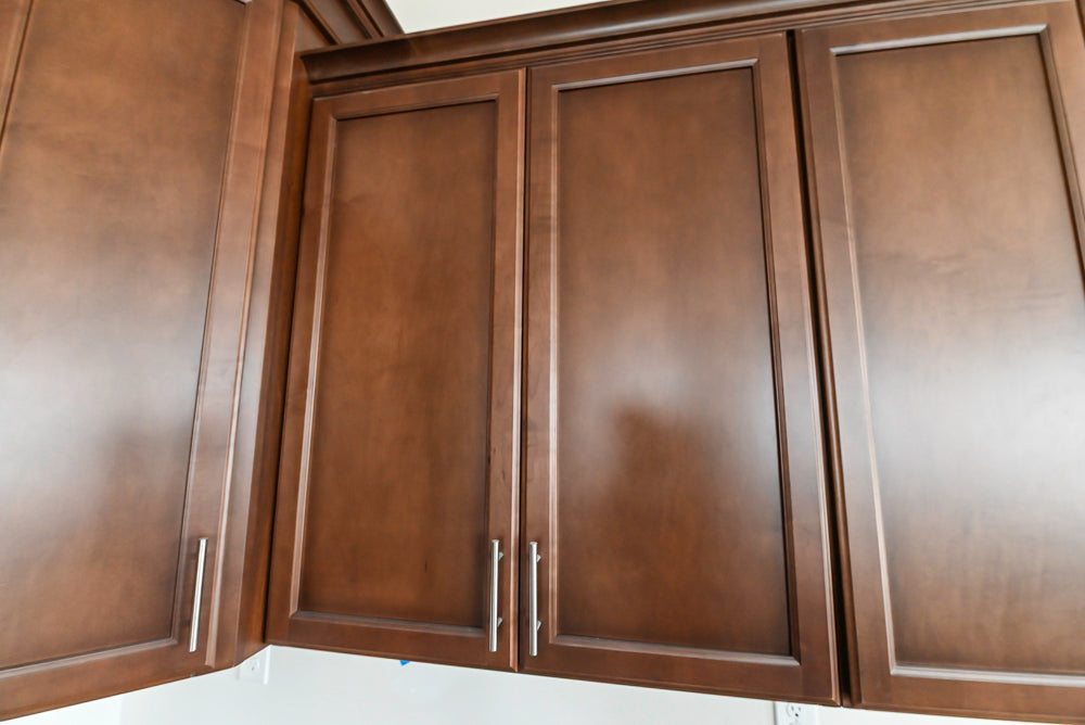 Century Transitional Dark Brown Wooden Kitchen with Island, Granite Countertops and Appliances
