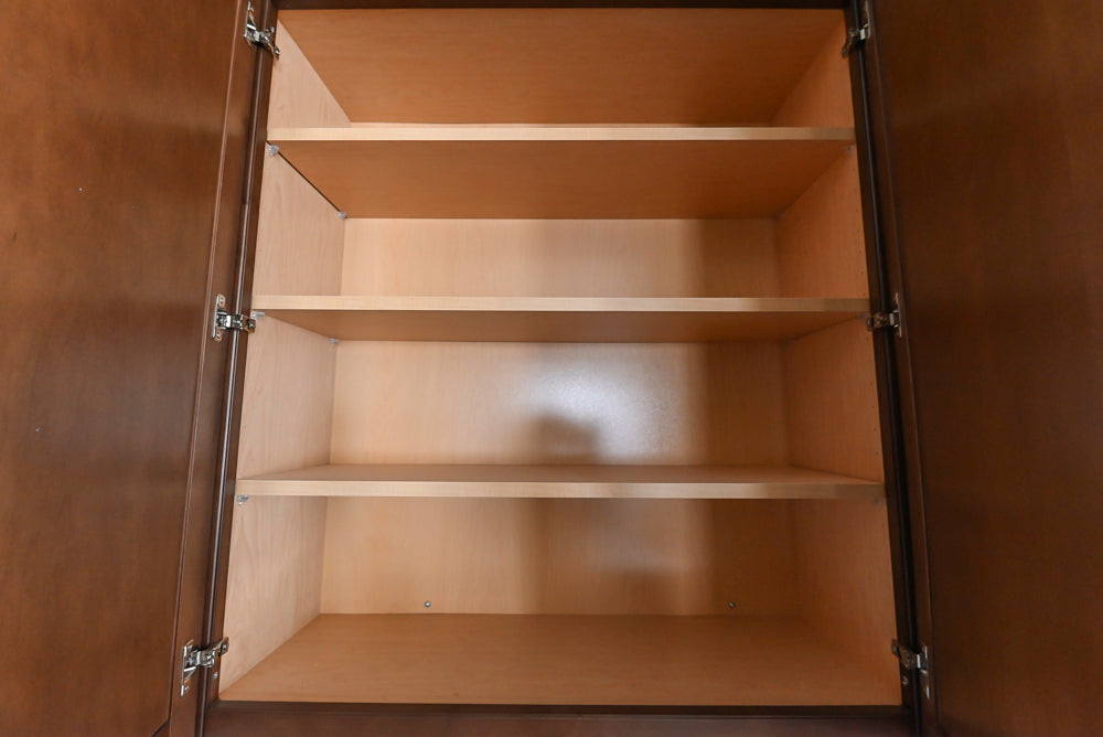 Century Transitional Dark Brown Wooden Kitchen with Island, Granite Countertops and Appliances