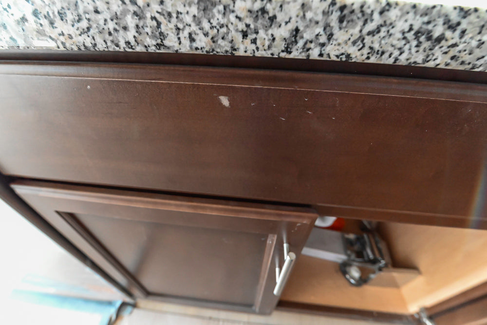 Century Transitional Dark Brown Wooden Kitchen with Island, Granite Countertops and Appliances