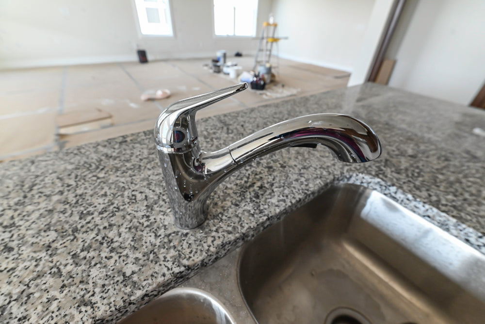 Century Transitional Dark Brown Wooden Kitchen with Island, Granite Countertops and Appliances