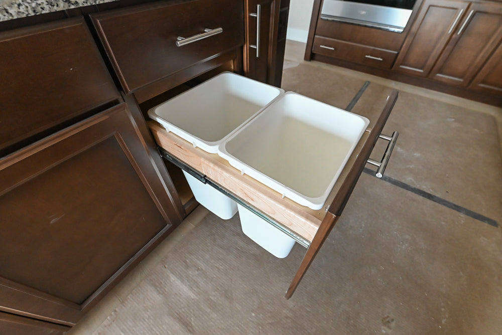 Century Transitional Dark Brown Wooden Kitchen with Island, Granite Countertops and Appliances