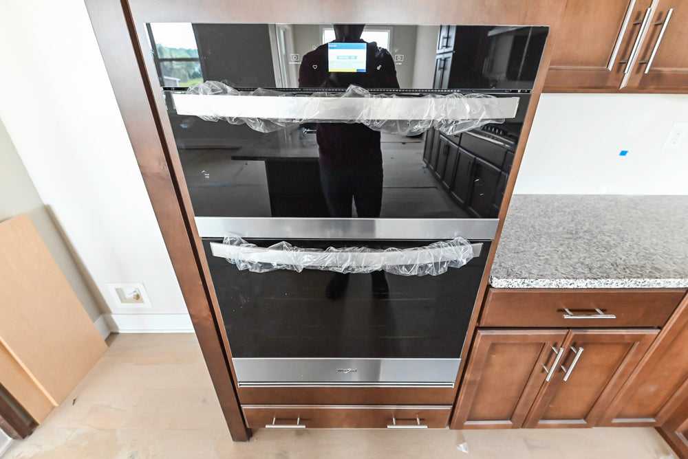 Century Transitional Dark Brown Wooden Kitchen with Island, Granite Countertops and Appliances