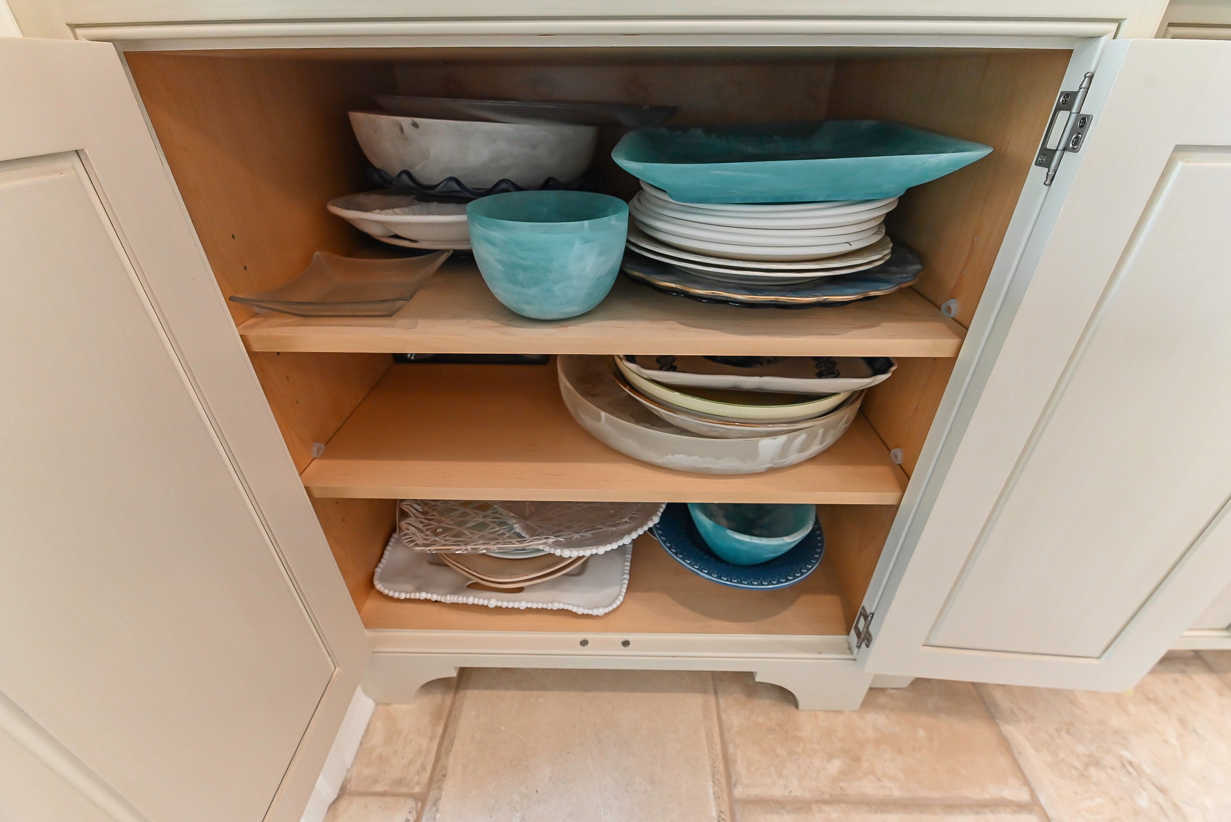 Craftmaid Traditional Off White Kitchen with Island, Granite Countertops & 48" Sub-Zero Refrigerator