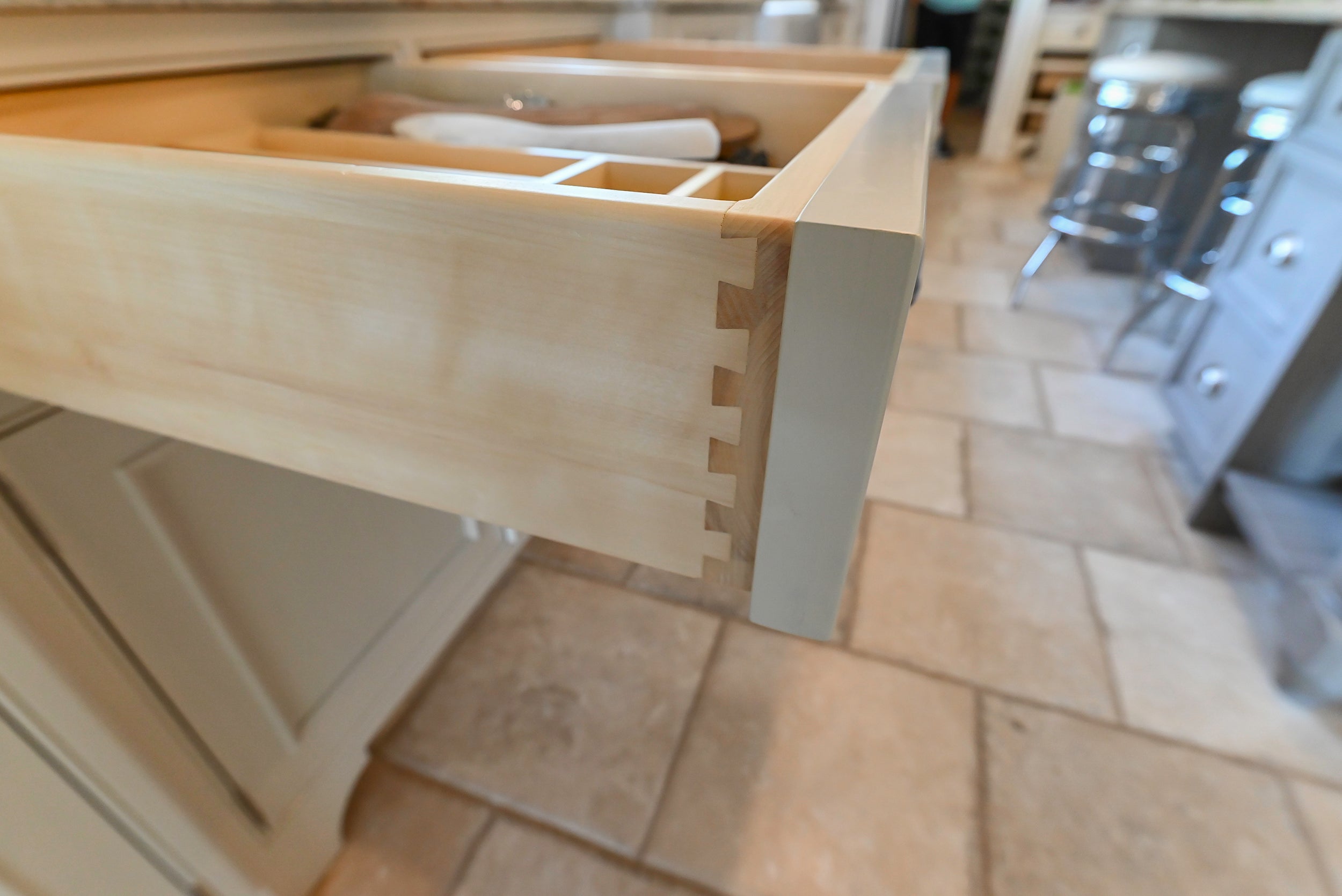 Craftmaid Traditional Off White Kitchen with Island, Granite Countertops & 48" Sub-Zero Refrigerator