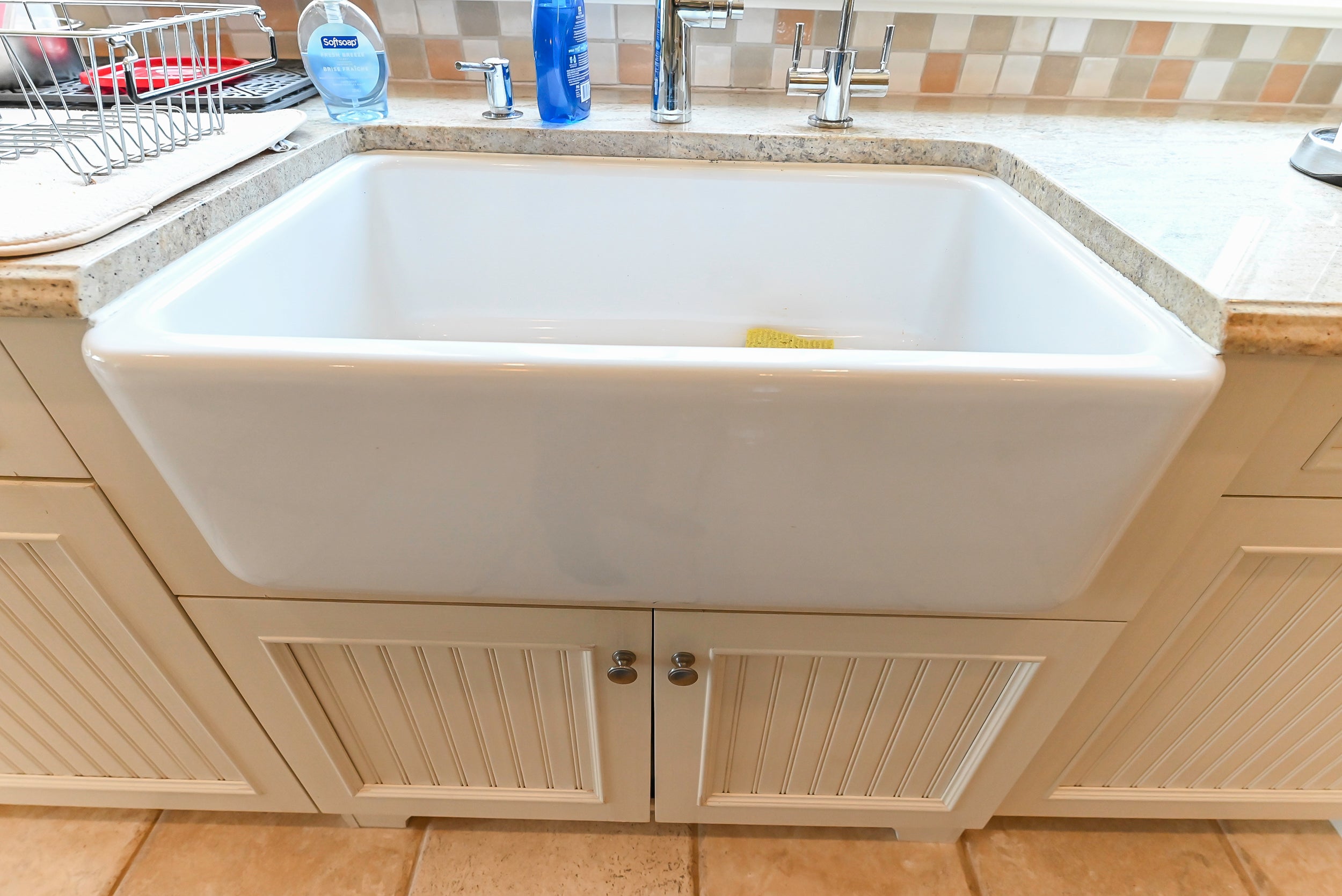 Craftmaid Traditional Off White Kitchen with Island, Granite Countertops & 48" Sub-Zero Refrigerator