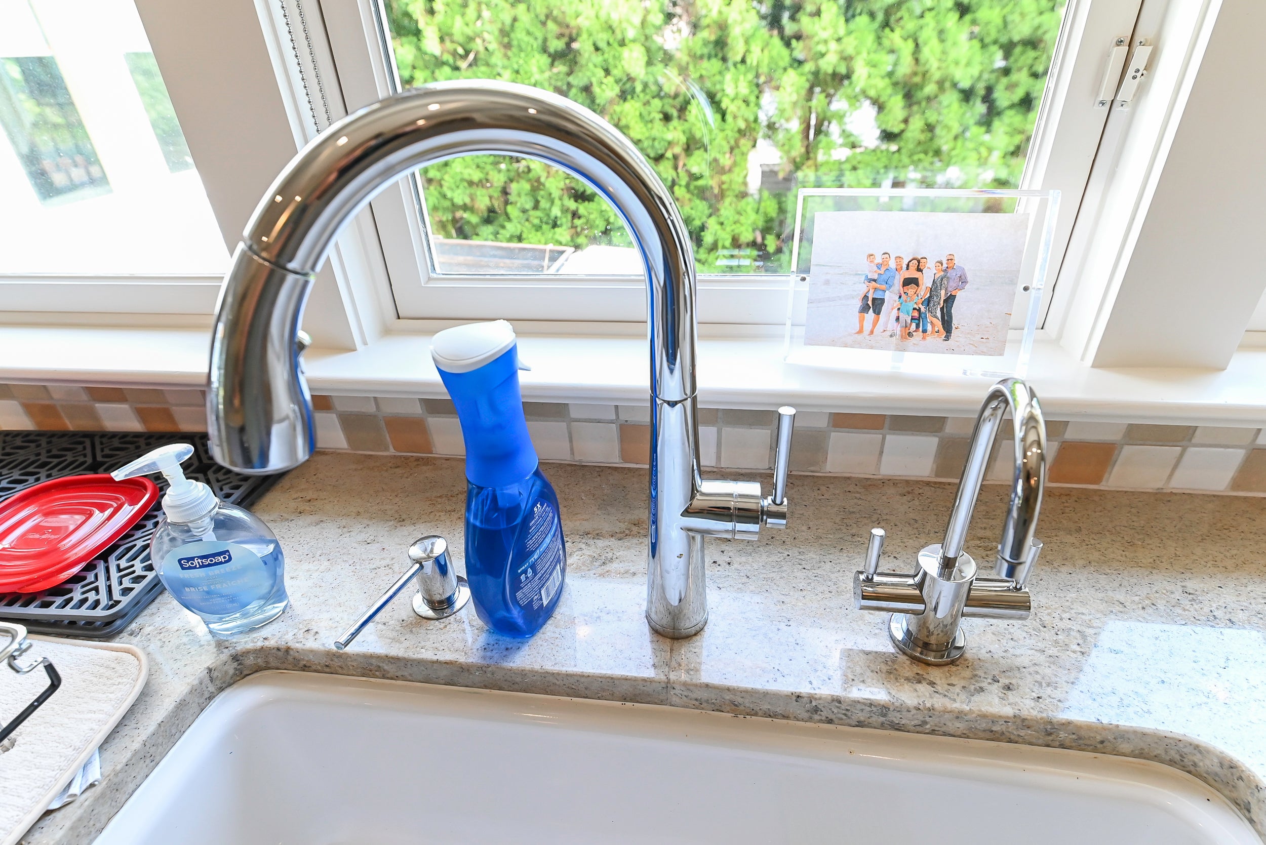 Craftmaid Traditional Off White Kitchen with Island, Granite Countertops & 48" Sub-Zero Refrigerator