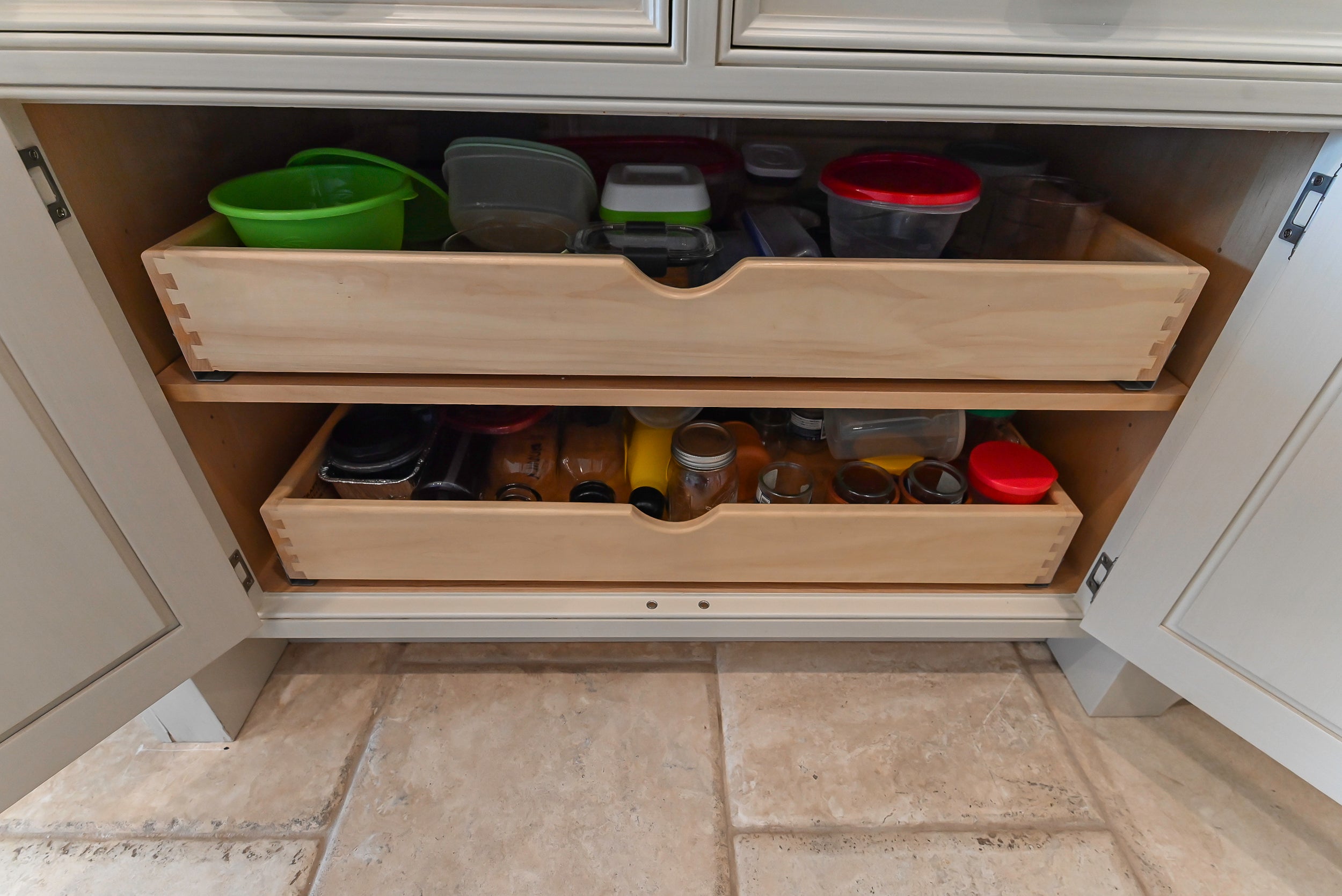 Craftmaid Traditional Off White Kitchen with Island, Granite Countertops & 48" Sub-Zero Refrigerator