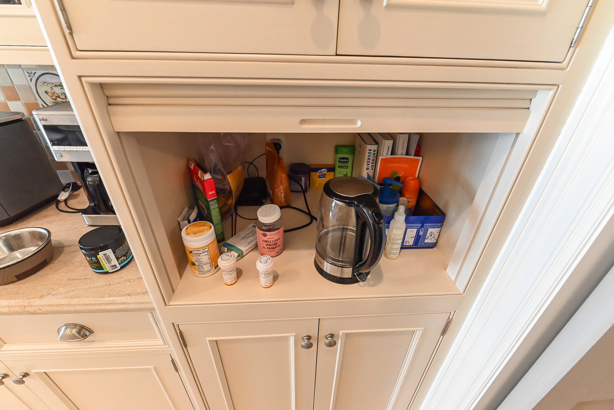 Craftmaid Traditional Off White Kitchen with Island, Granite Countertops & 48" Sub-Zero Refrigerator