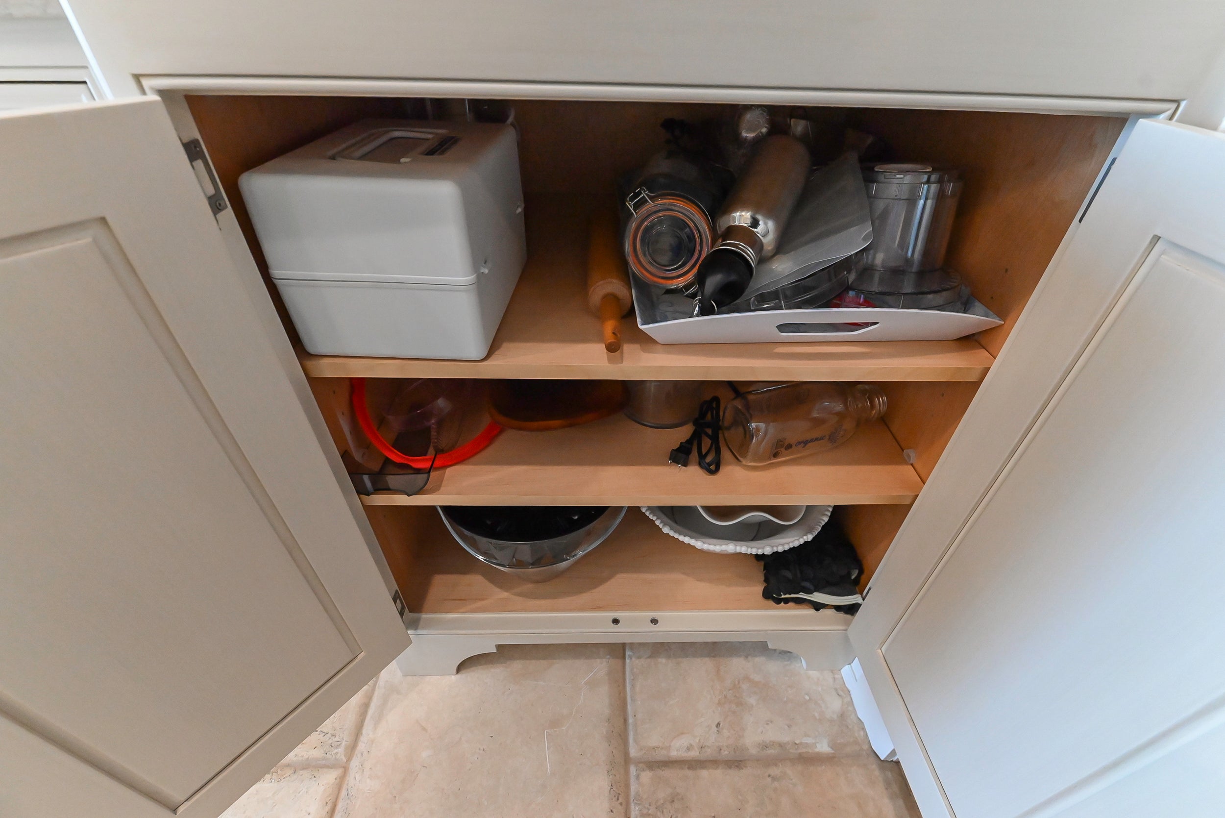 Craftmaid Traditional Off White Kitchen with Island, Granite Countertops & 48" Sub-Zero Refrigerator