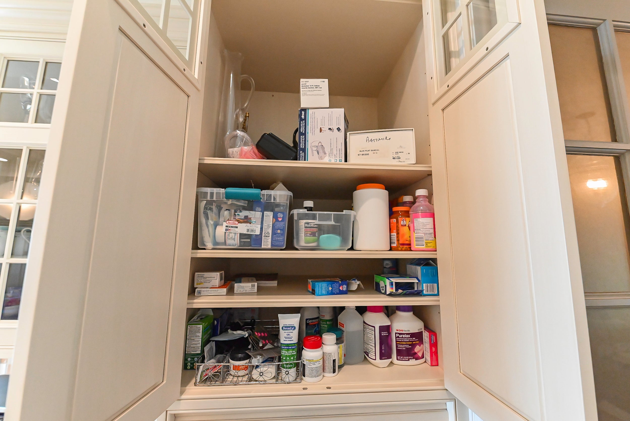 Craftmaid Traditional Off White Kitchen with Island, Granite Countertops & 48" Sub-Zero Refrigerator