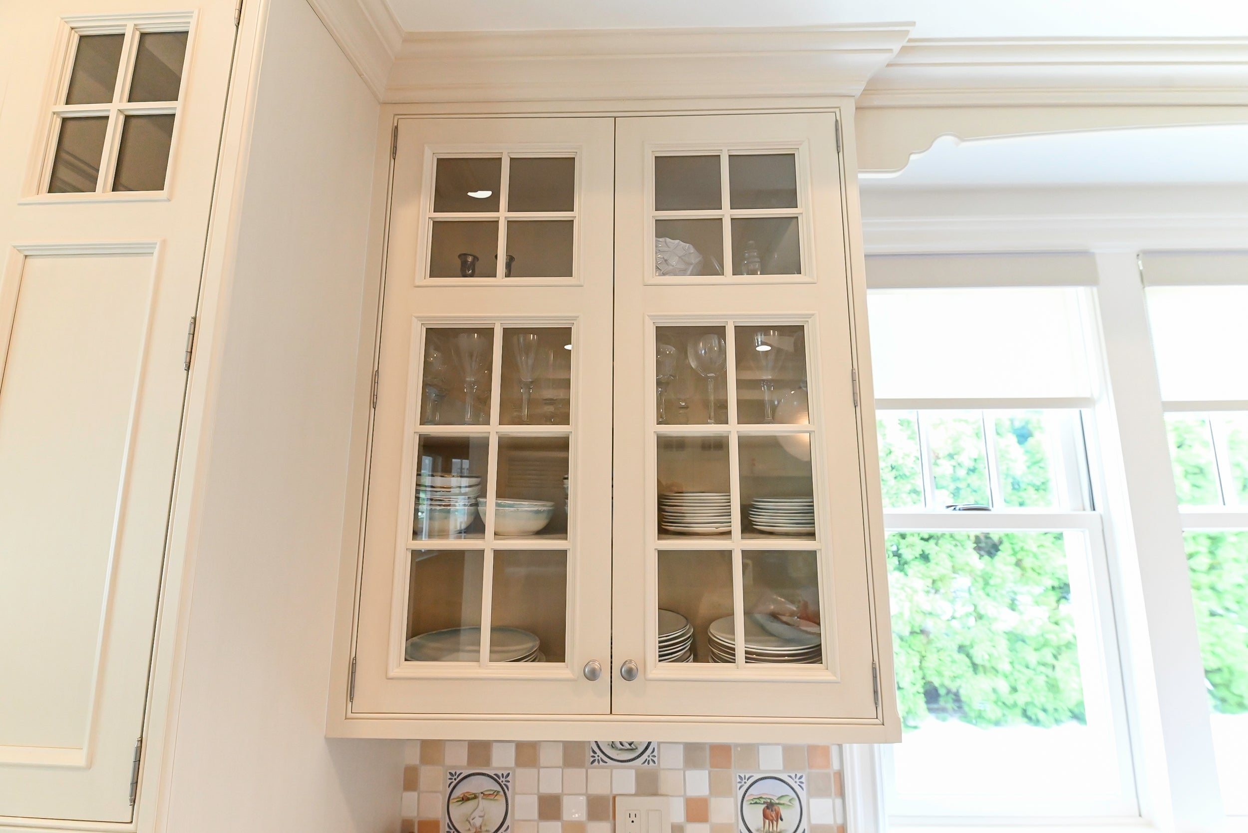 Craftmaid Traditional Off White Kitchen with Island, Granite Countertops & 48" Sub-Zero Refrigerator