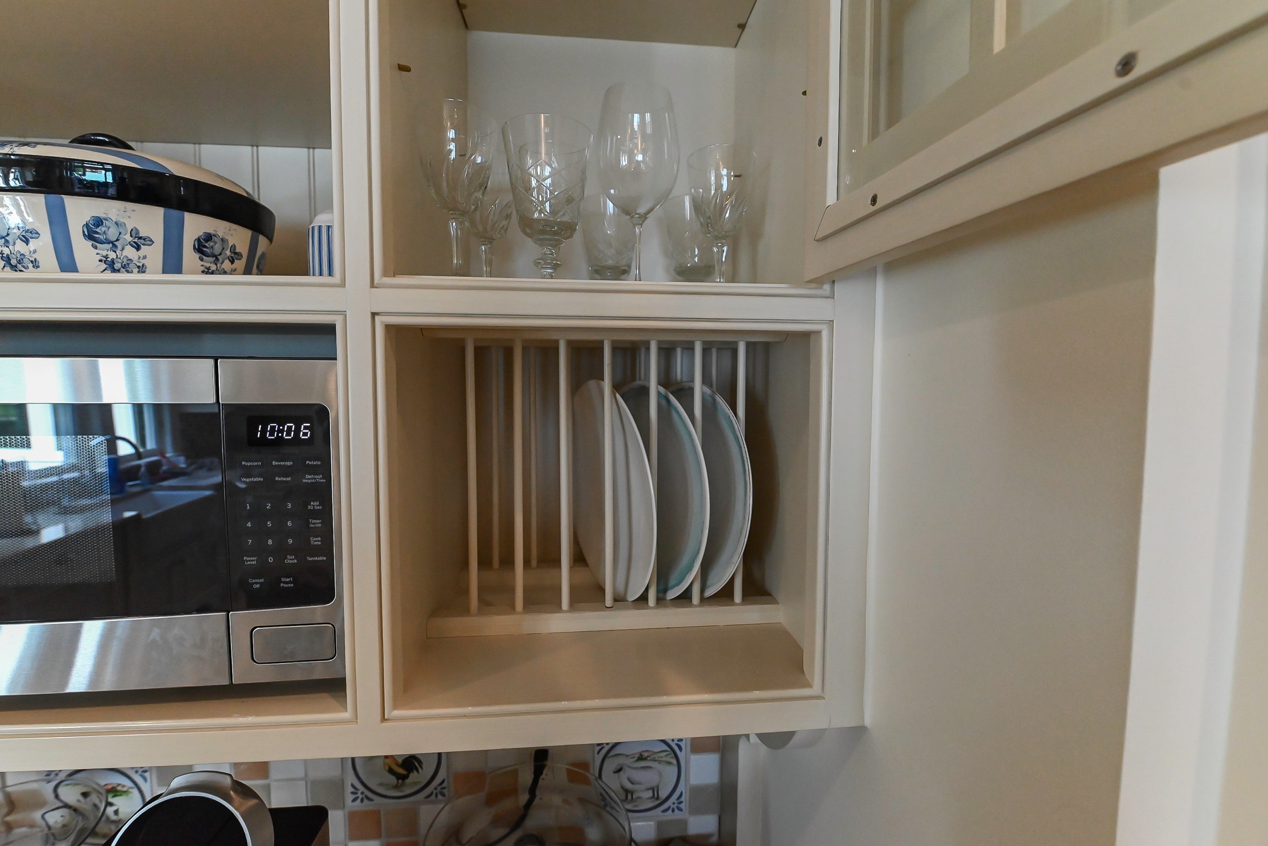 Craftmaid Traditional Off White Kitchen with Island, Granite Countertops & 48" Sub-Zero Refrigerator