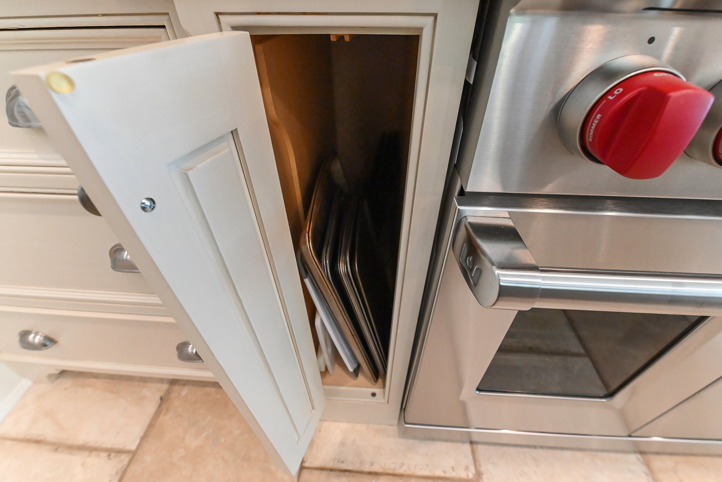 Craftmaid Traditional Off White Kitchen with Island, Granite Countertops & 48" Sub-Zero Refrigerator