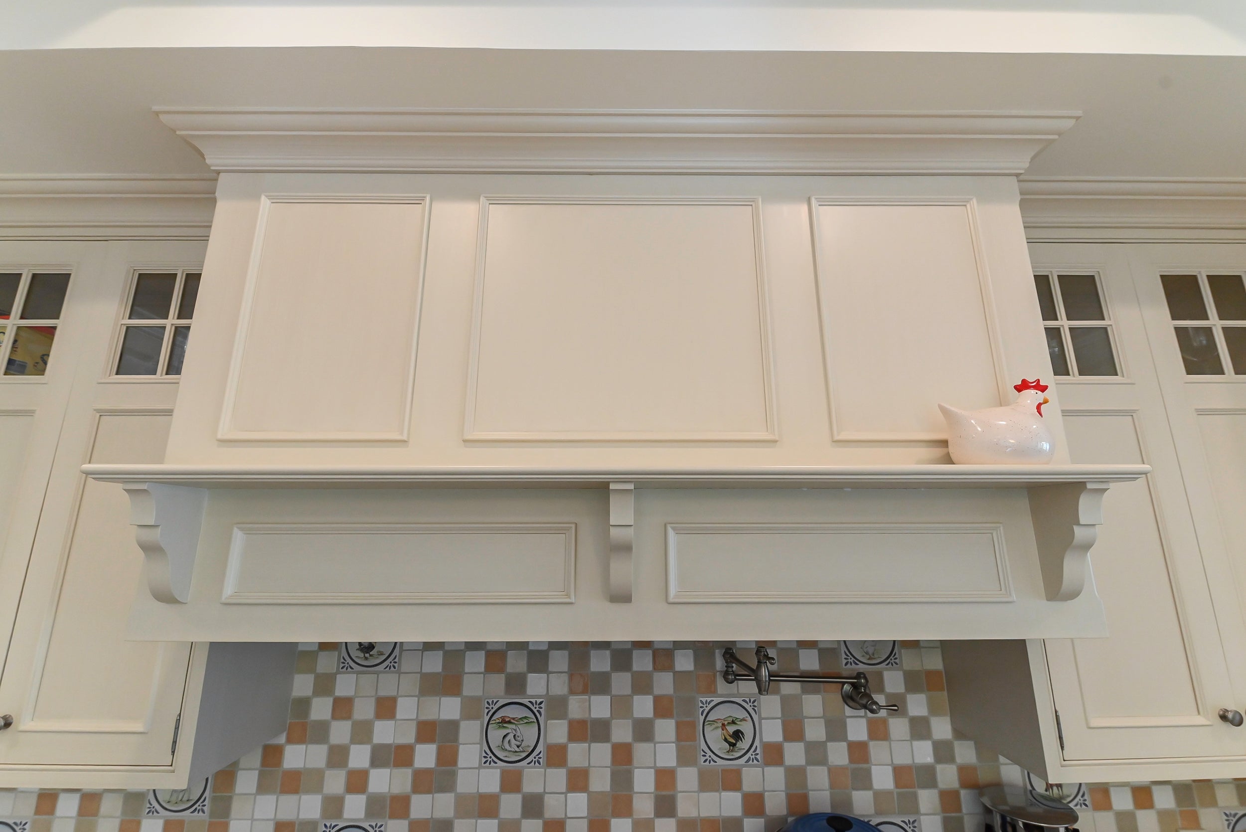 Craftmaid Traditional Off White Kitchen with Island, Granite Countertops & 48" Sub-Zero Refrigerator