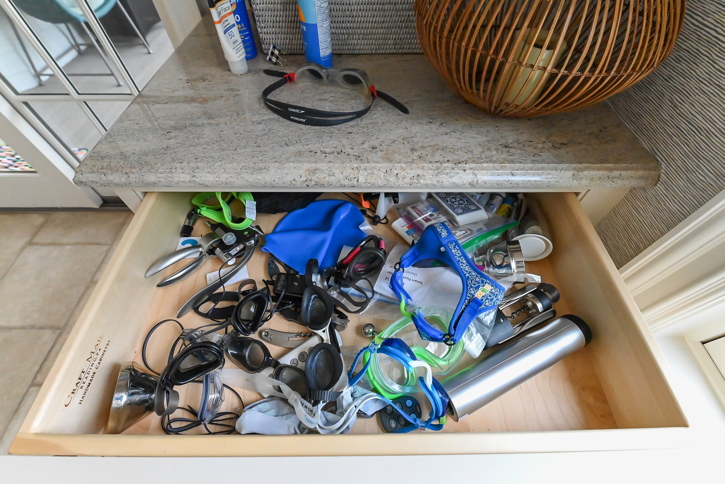 Craftmaid Traditional Off White Kitchen with Island, Granite Countertops & 48" Sub-Zero Refrigerator