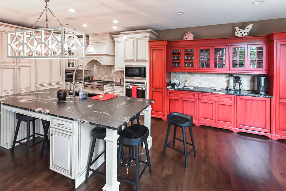 Yorktowne Traditional Cream Kitchen with Island, Cherry Dry Bar and Wolf & Sub-Zero Appliances