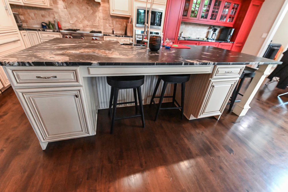 Yorktowne Traditional Cream Kitchen with Island, Cherry Dry Bar and Wolf & Sub-Zero Appliances