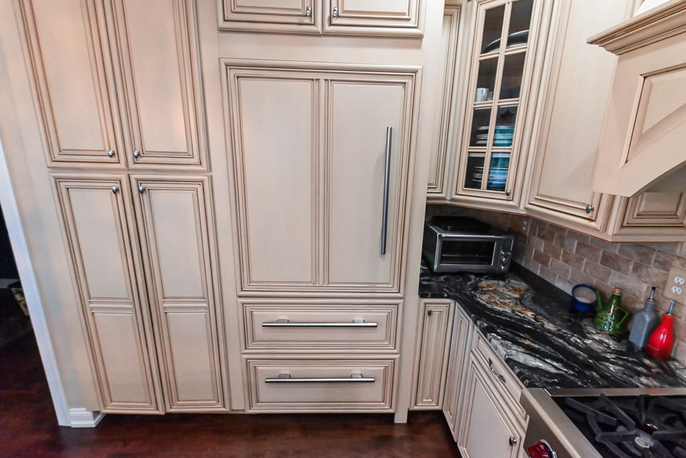 Yorktowne Traditional Cream Kitchen with Island, Cherry Dry Bar and Wolf & Sub-Zero Appliances