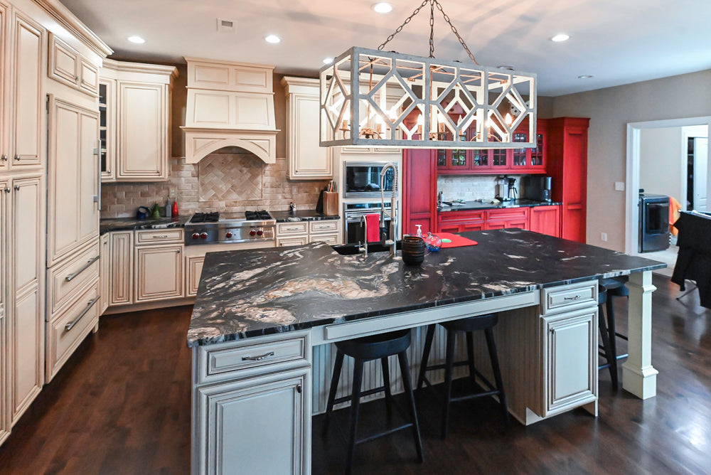 Yorktowne Traditional Cream Kitchen with Island, Cherry Dry Bar and Wolf & Sub-Zero Appliances