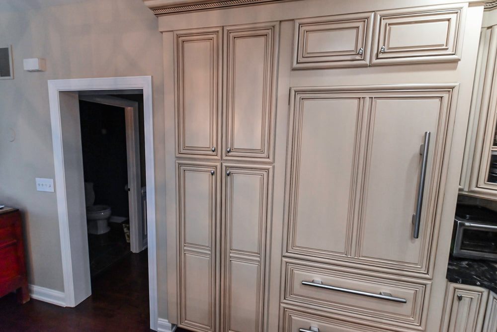 Yorktowne Traditional Cream Kitchen with Island, Cherry Dry Bar and Wolf & Sub-Zero Appliances