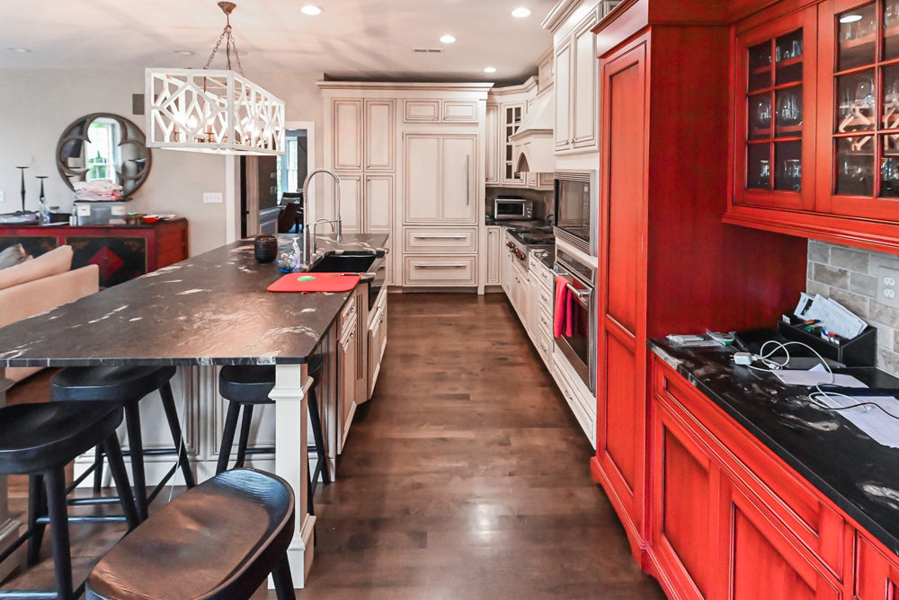 Yorktowne Traditional Cream Kitchen with Island, Cherry Dry Bar and Wolf & Sub-Zero Appliances