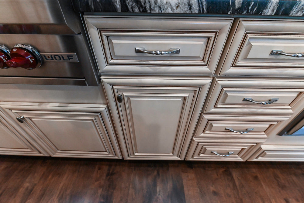 Yorktowne Traditional Cream Kitchen with Island, Cherry Dry Bar and Wolf & Sub-Zero Appliances