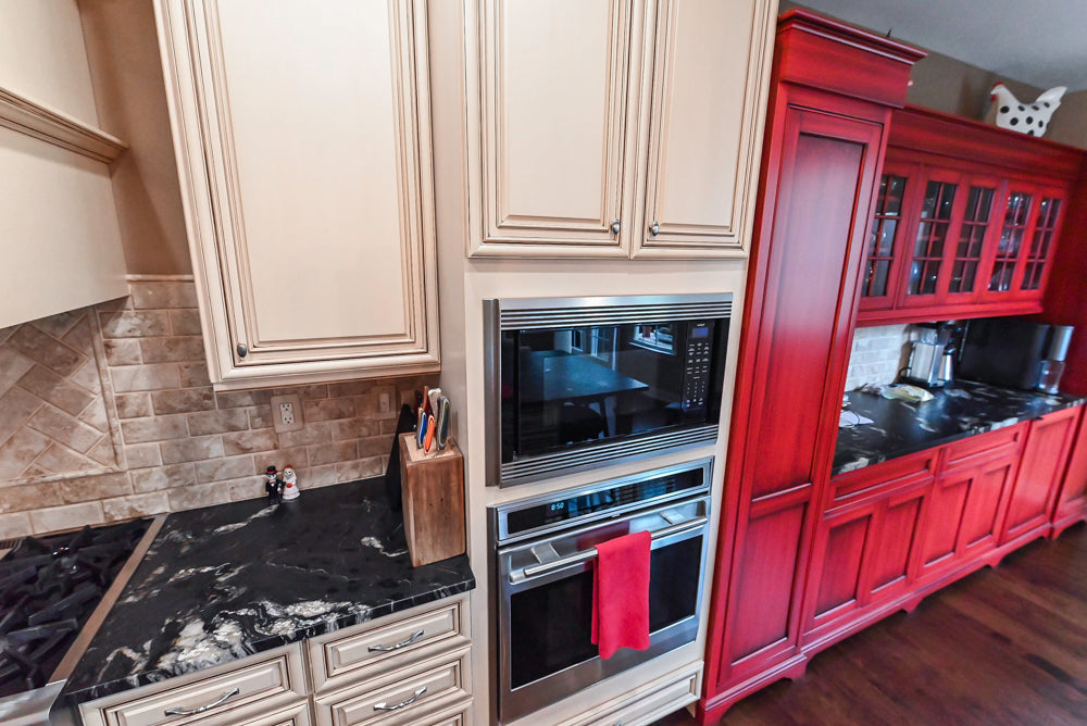 Yorktowne Traditional Cream Kitchen with Island, Cherry Dry Bar and Wolf & Sub-Zero Appliances
