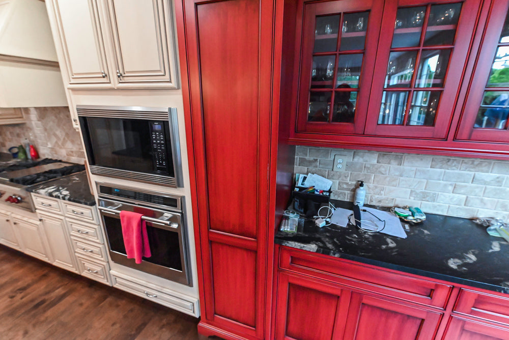 Yorktowne Traditional Cream Kitchen with Island, Cherry Dry Bar and Wolf & Sub-Zero Appliances