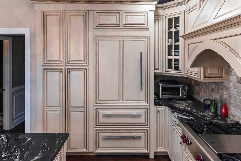 Yorktowne Traditional Cream Kitchen with Island, Cherry Dry Bar and Wolf & Sub-Zero Appliances