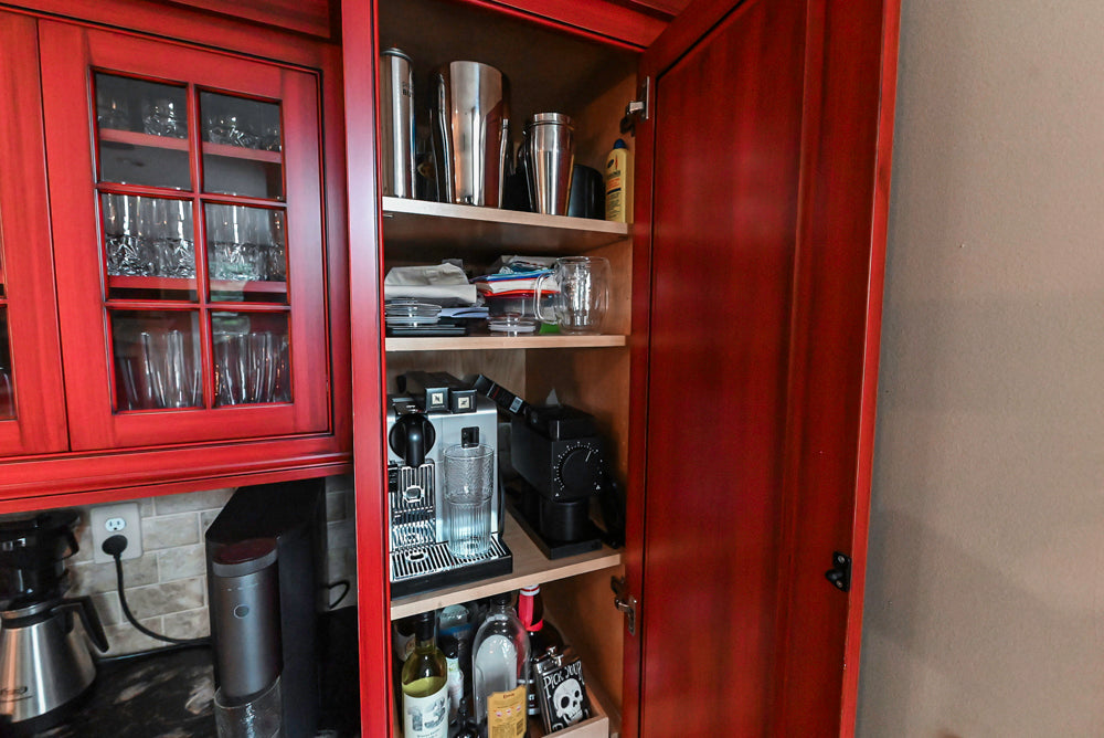 Yorktowne Traditional Cream Kitchen with Island, Cherry Dry Bar and Wolf & Sub-Zero Appliances