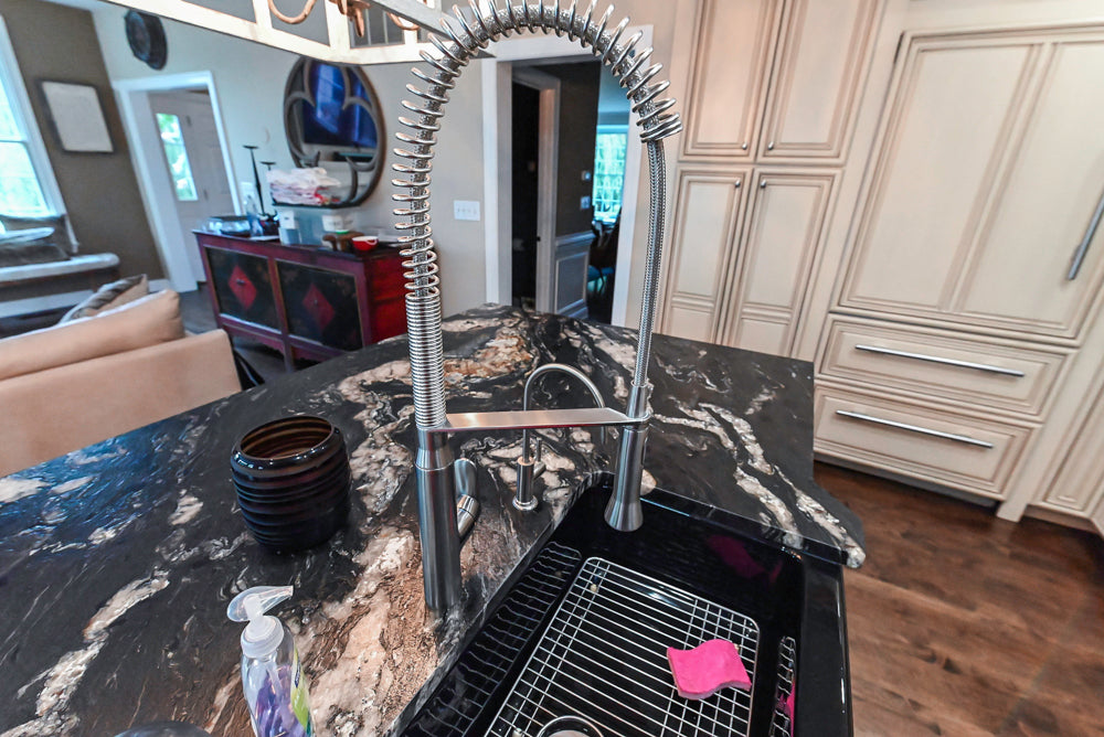 Yorktowne Traditional Cream Kitchen with Island, Cherry Dry Bar and Wolf & Sub-Zero Appliances