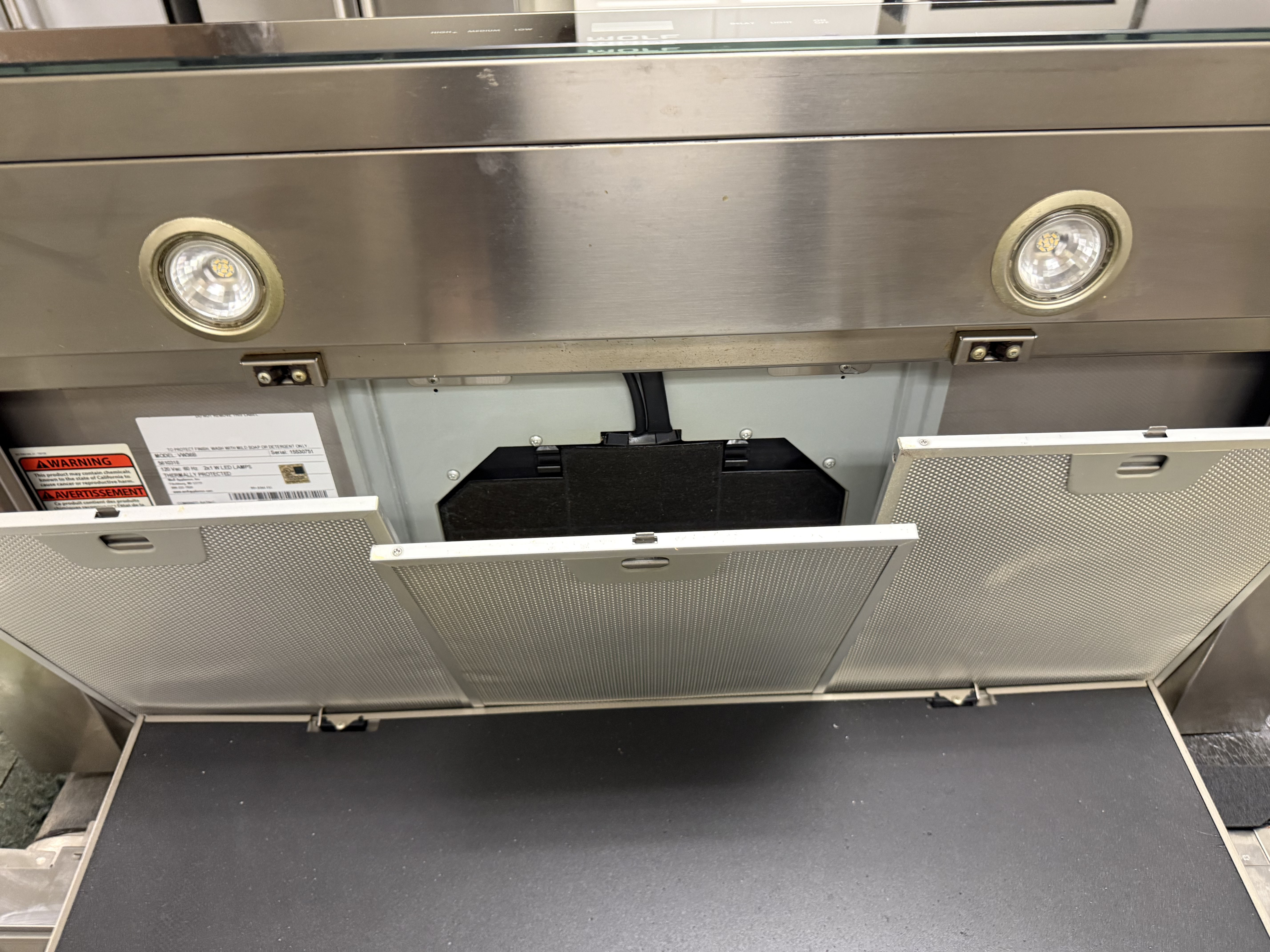 Wolf VW36B 36" Stainless Steel Wall Mount Chimney Range Hood, Pre-Owned