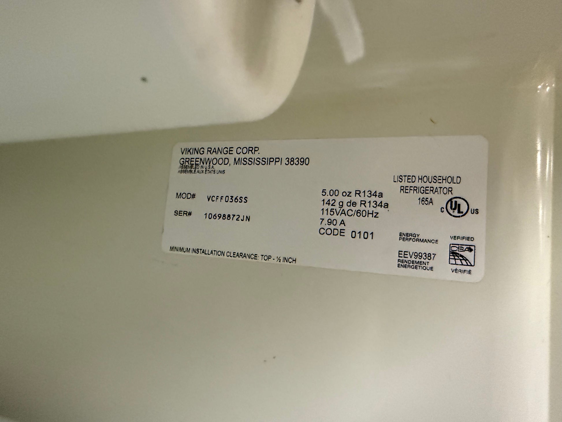 Viking VCFF036SS 36" Stainless Steel Counter Depth Dreestanding French Door Refrigerator