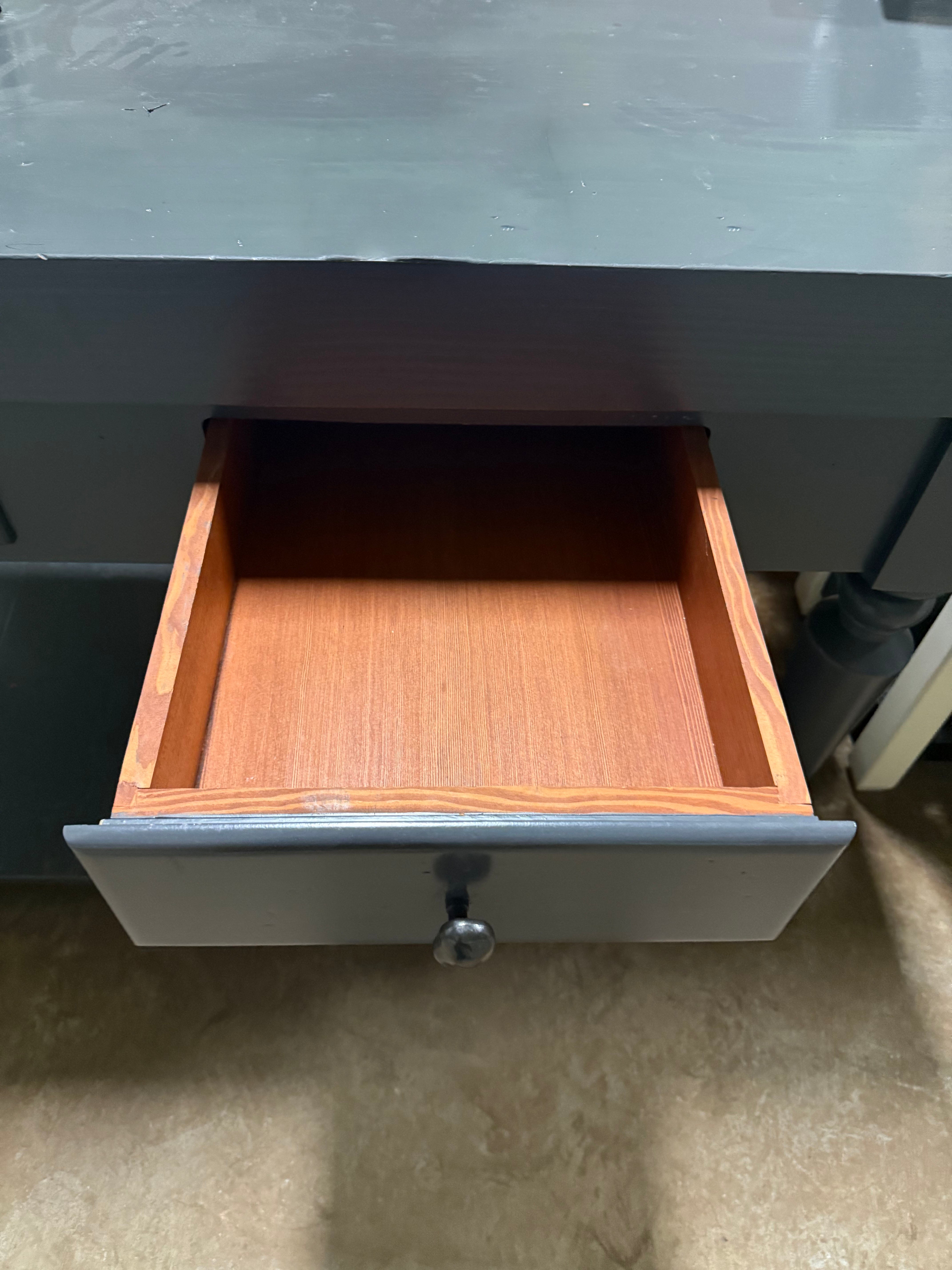 Traditional 56 1/2" Grey Single Vanity with Wood Top, Sink and Waterworks Faucet