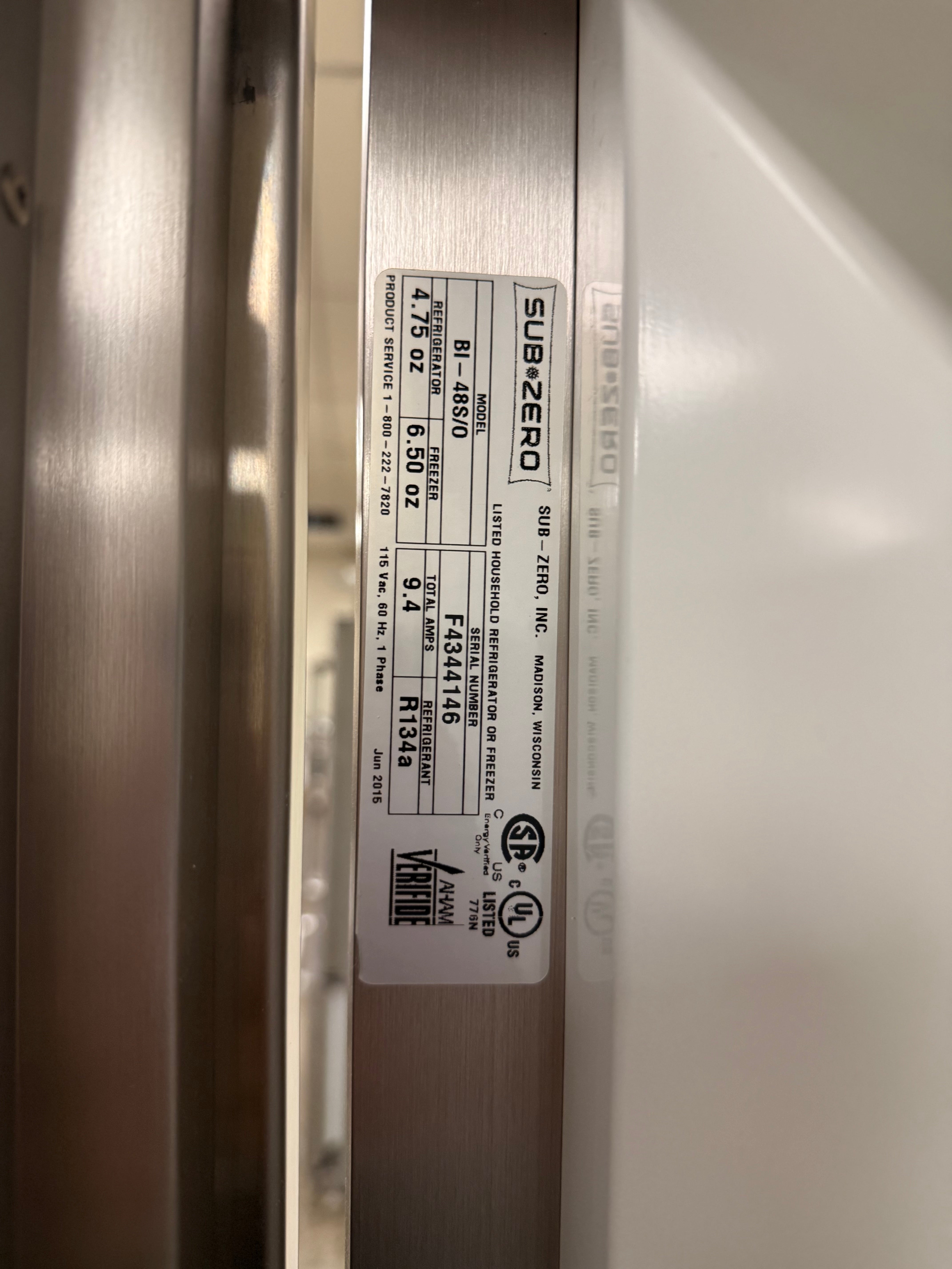 Sub-Zero BI-48S/0 48" Stainless Steel Side by Side Refrigerator