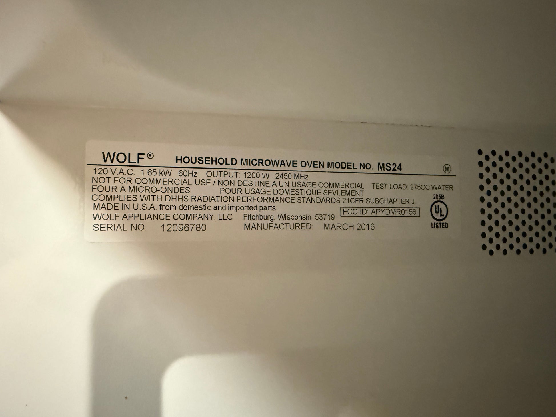 Wolf MS24 24" Black Countertop Microwave