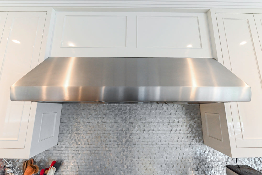 Custom Transitional White Kitchen with Natural Wood Toned Island, Quartz and Granite Countertops, 60" Wolf Range and Appliances