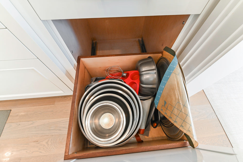 Custom Transitional White Kitchen with Natural Wood Toned Island, Quartz and Granite Countertops, 60" Wolf Range and Appliances