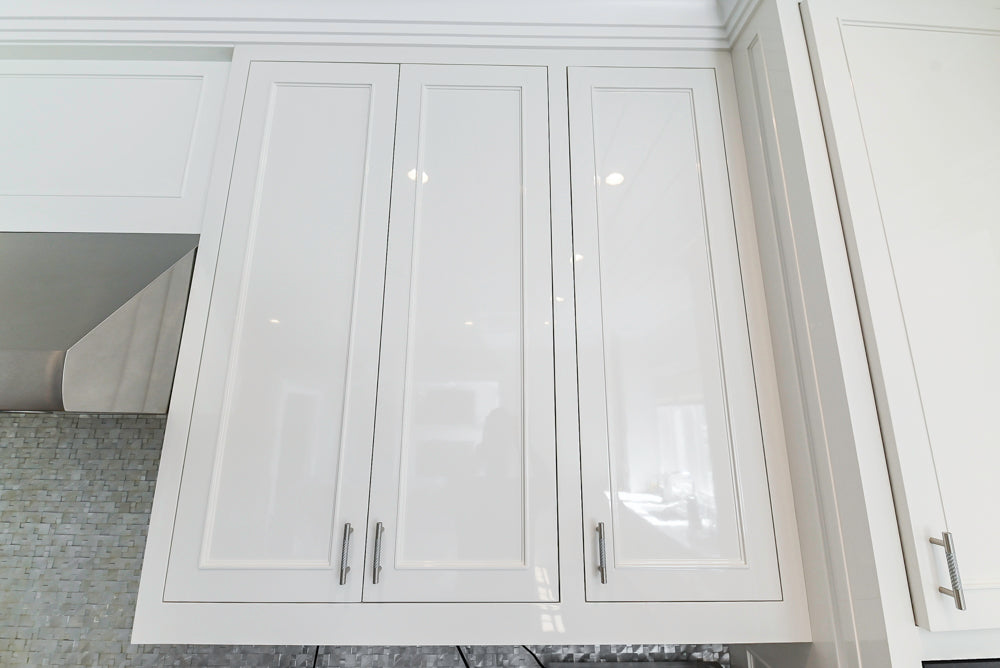 Custom Transitional White Kitchen with Natural Wood Toned Island, Quartz and Granite Countertops, 60" Wolf Range and Appliances