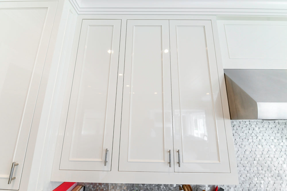 Custom Transitional White Kitchen with Natural Wood Toned Island, Quartz and Granite Countertops, 60" Wolf Range and Appliances