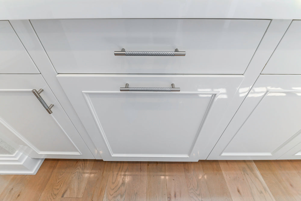 Custom Transitional White Kitchen with Natural Wood Toned Island, Quartz and Granite Countertops, 60" Wolf Range and Appliances